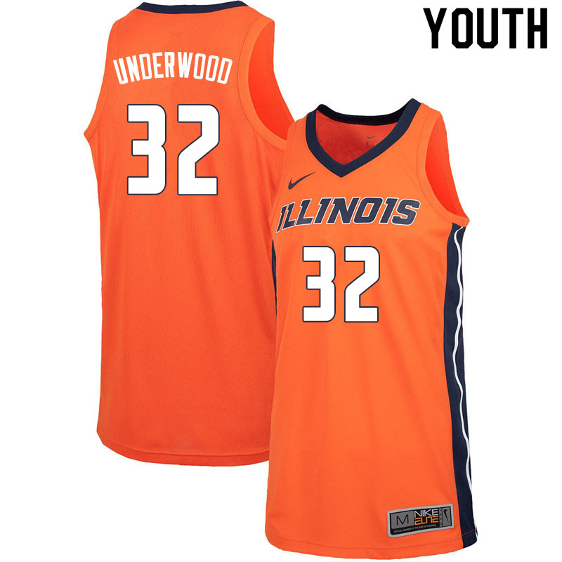 Youth #32 Tyler Underwood Illinois Fighting Illini College Basketball Jerseys Sale-Orange